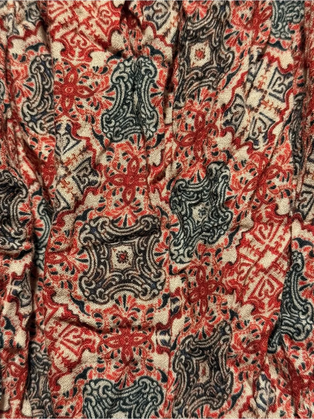 Free People Red Floral Smocked Crop Top with Tie Details